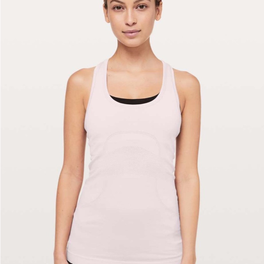 57. MSRP$58 Lululemon Swiftly Tech Racerback Porcelain Pink / White Size 10